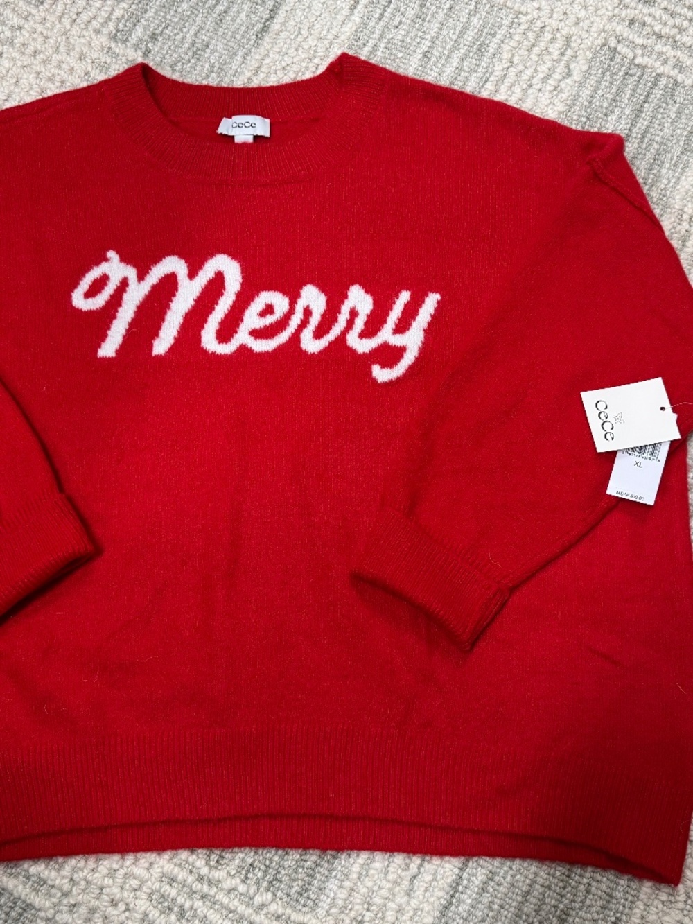 CeCe “Merry” Red Holiday Sweater XL Oversized
